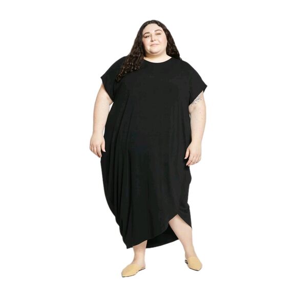 Universal Standard Iconic Geneva Luxe Dress Crepe Crew Neck Black 3XL (34-36) - Picture 1 of 11